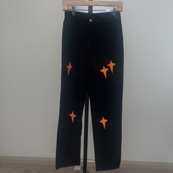 SHEIN Denim - Never worn orange patch stitched on slight stretch boot cut jeans 🧡